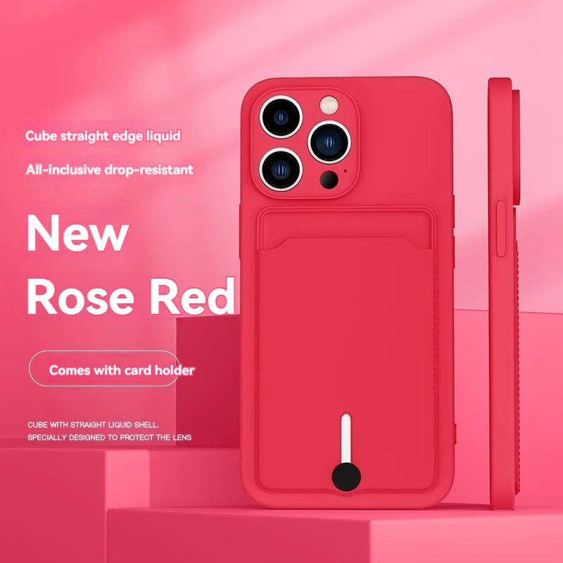 Clear TPU Phone Case with Card Slot iPhone 11-16 Pro Max
