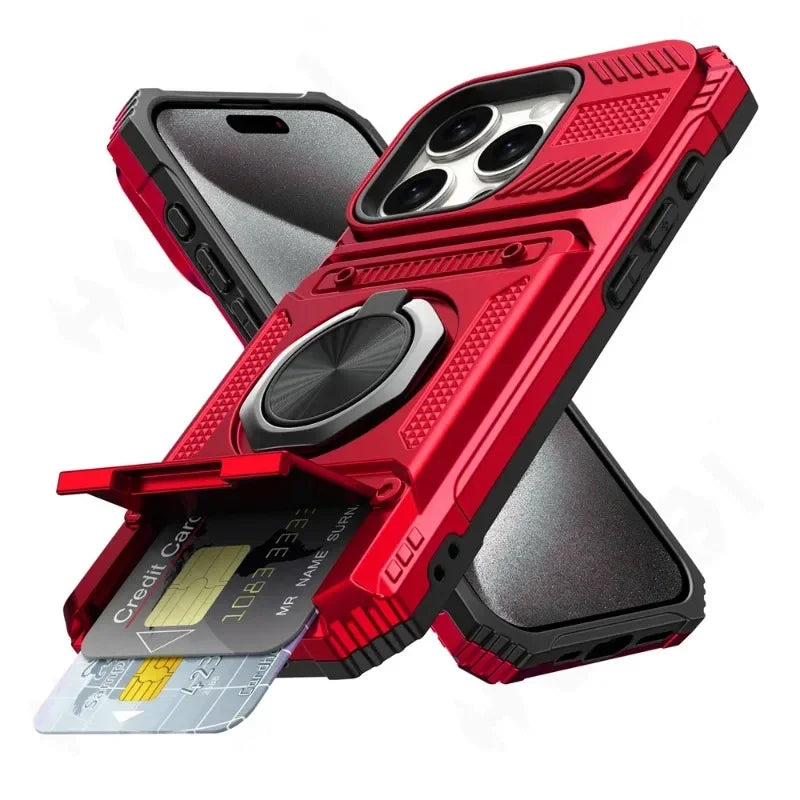 iPhone Magnetic Wallet Case Kickstand Heavy Duty Card Holder