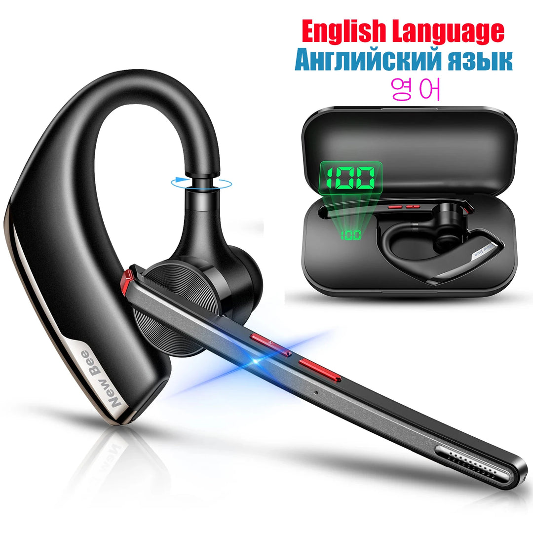 New Bee M51 Wireless Bluetooth Headset with Dual-Mic CVC8.0 Noise Cancelling for Professionals