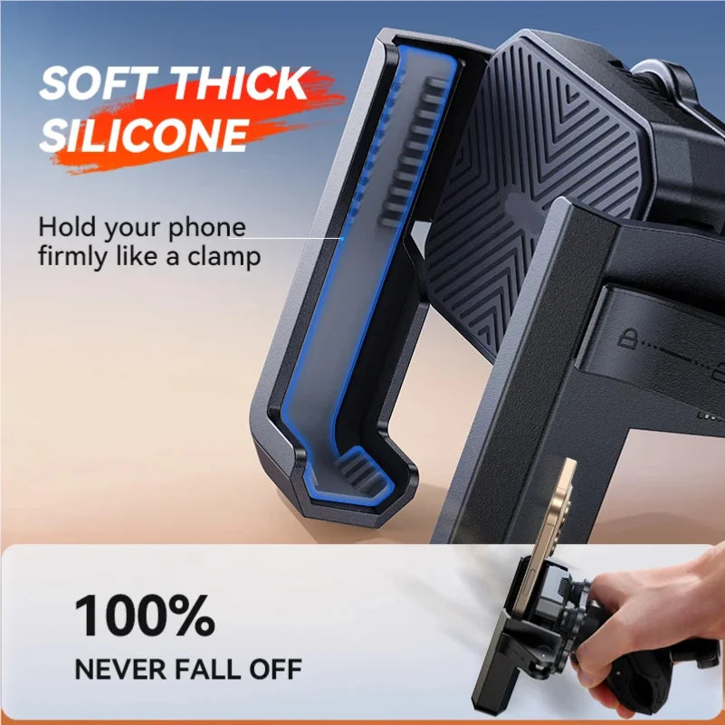 JOYROOM Motorcycle Phone Mount – Dual Shock Absorber Bike Holder 4.7''–7''