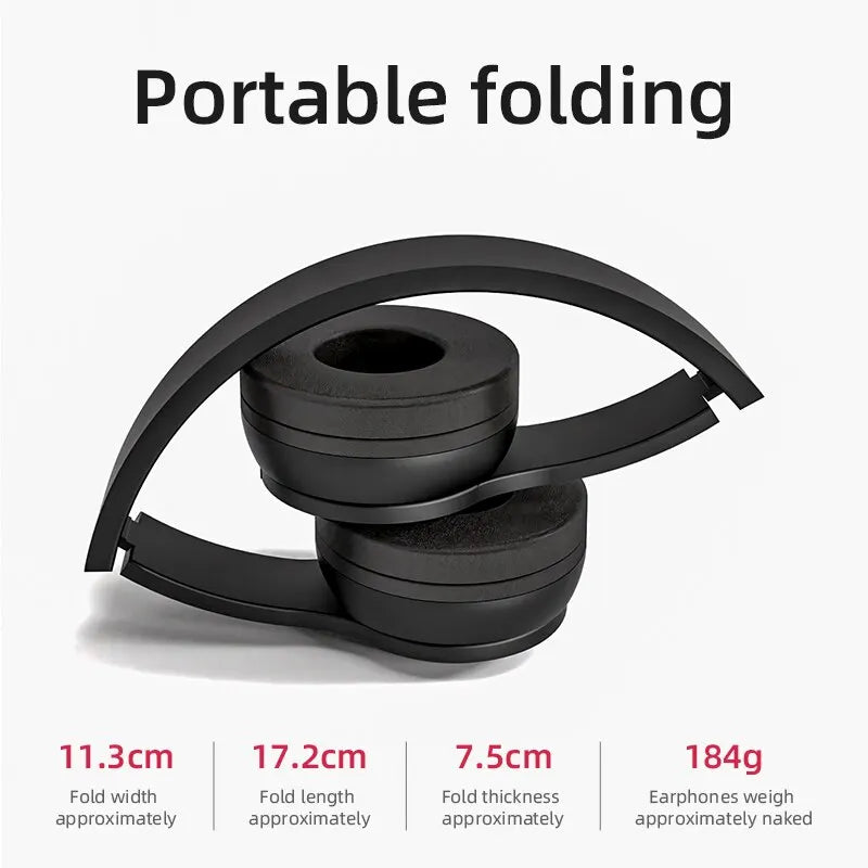 DUTRIEUX Bluetooth 5.0 Foldable Over-Ear Headphones with Microphone and SD Card Slot