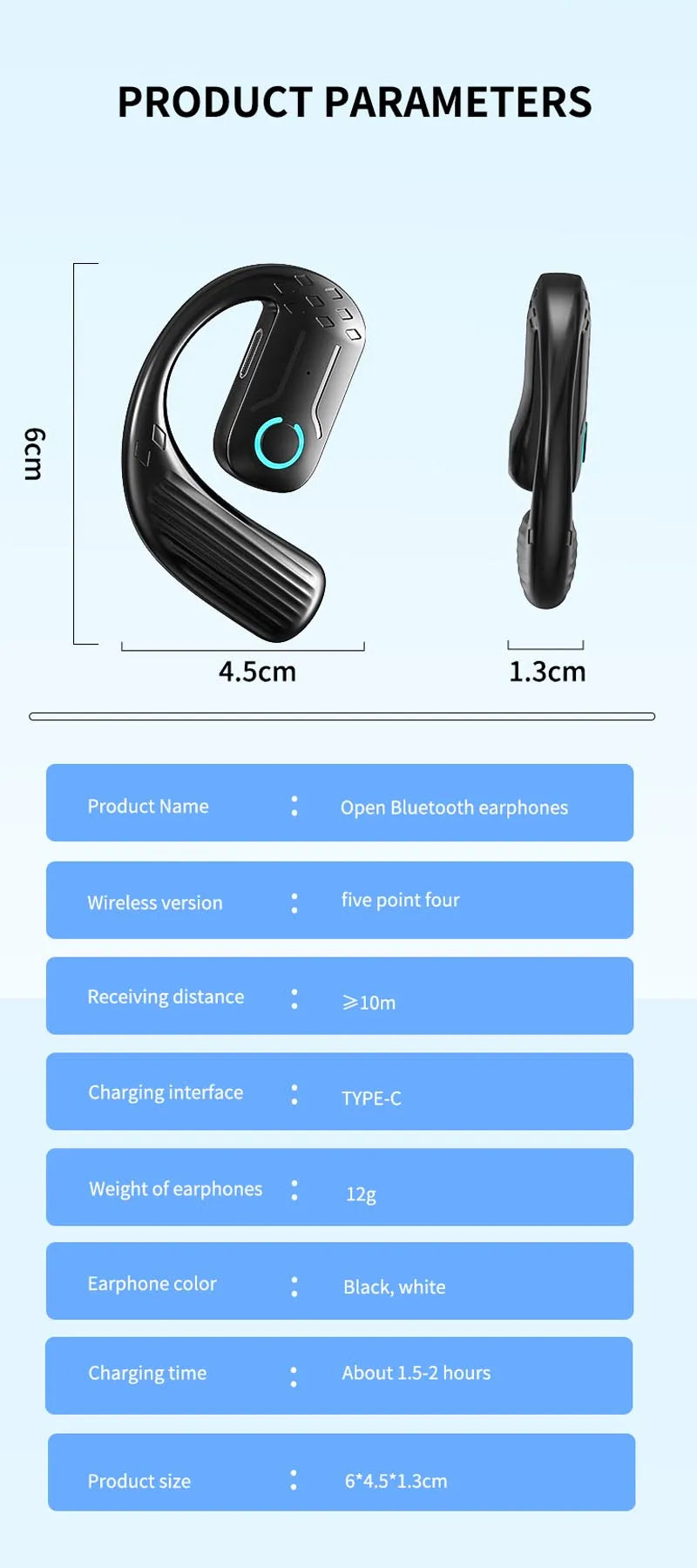 Ruiforlove Bluetooth 5.4 Ear Hook Earphone