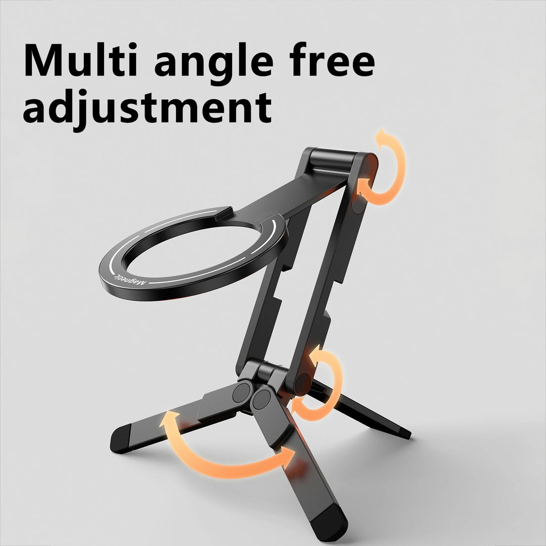 HUOMTONG SJ-15 Magnetic Aluminum Phone Stand – Folding Desktop Tripod Holder