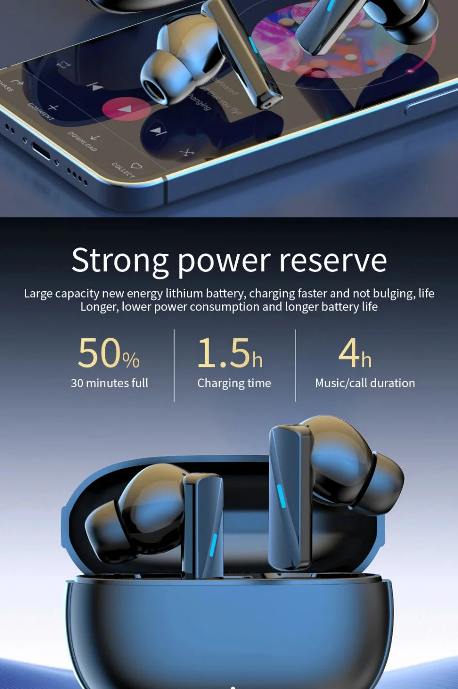 Wireless Noise-Cancelling Bluetooth 5.3 Earbuds – Secure Fit for Workouts