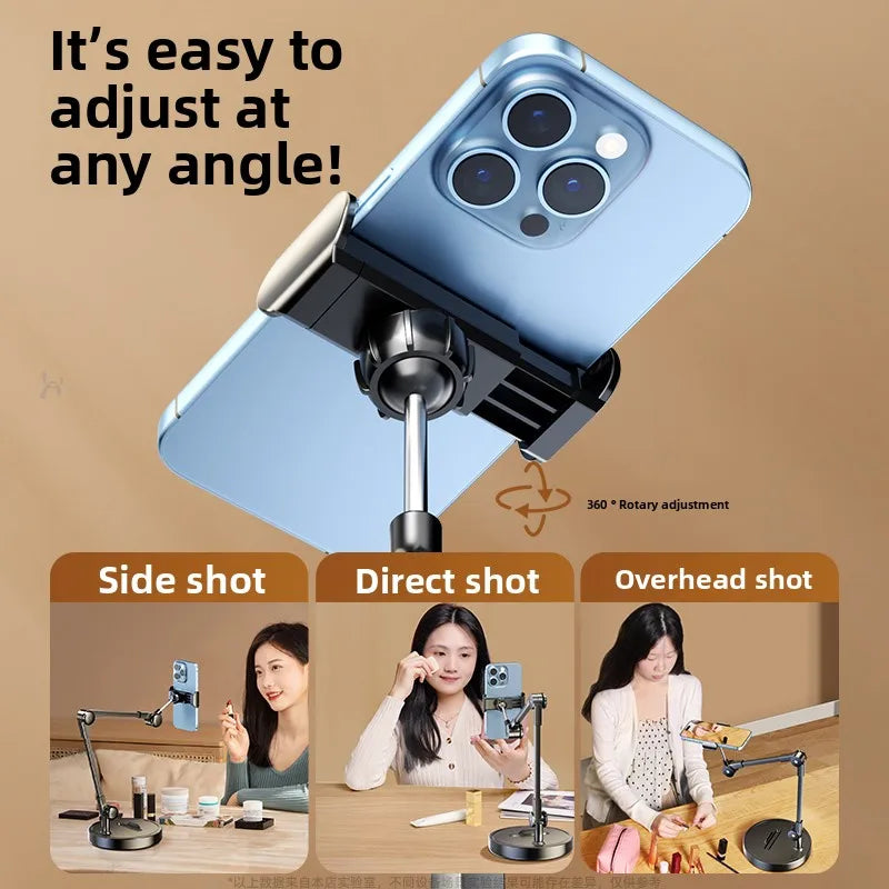 Overhead Phone Stand – Carbon Steel Desk Holder for Video & Live