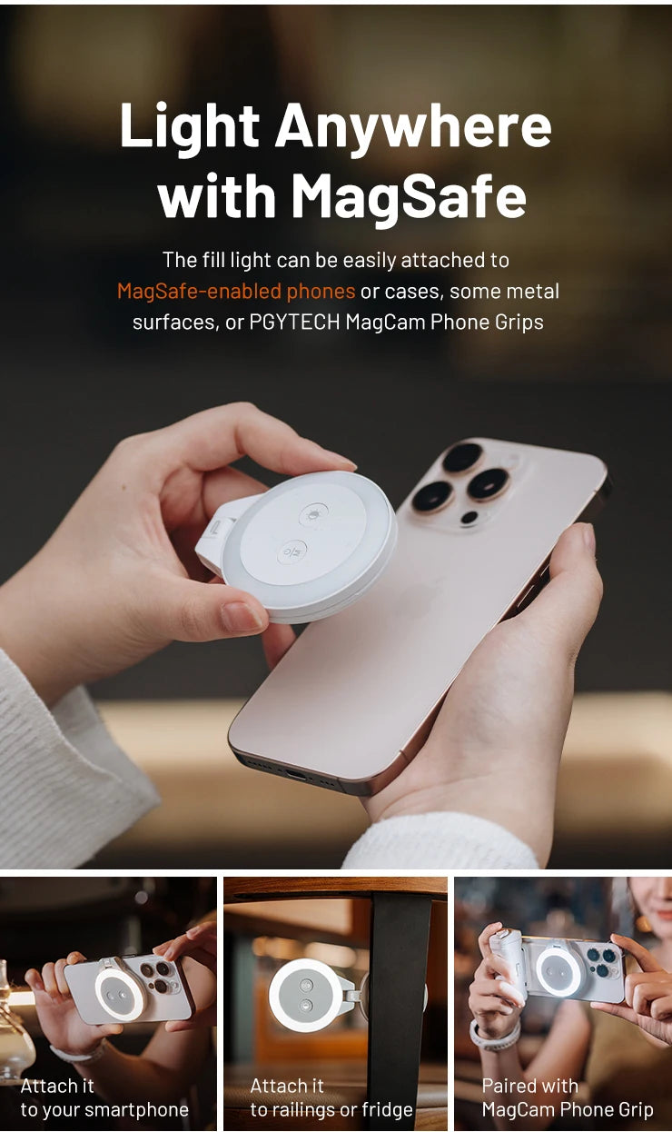 PGYTECH Magnetic MagSafe LED Fill Light for iPhone - Professional Lighting