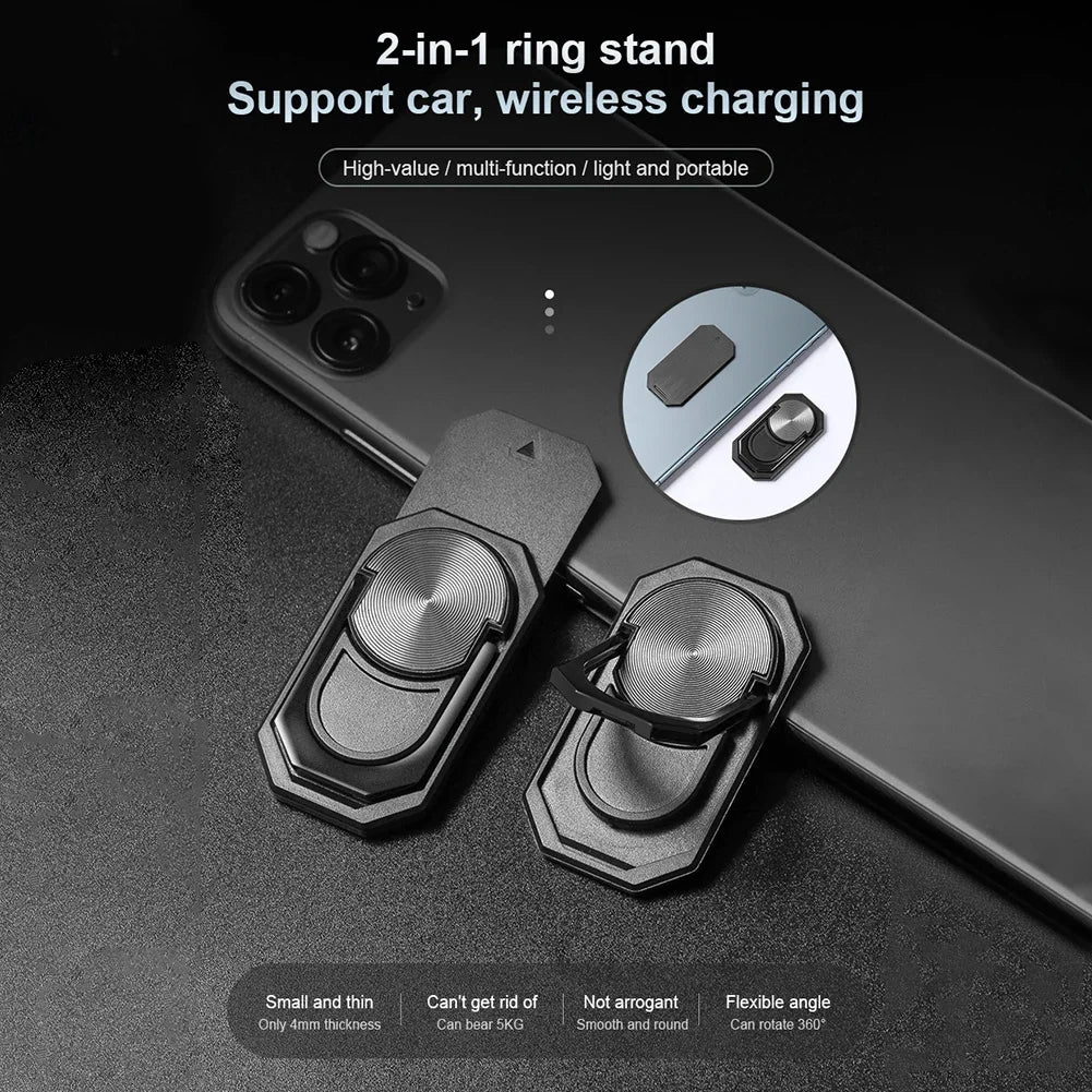 Hands-free car phone holder using air vent and magnetic ring