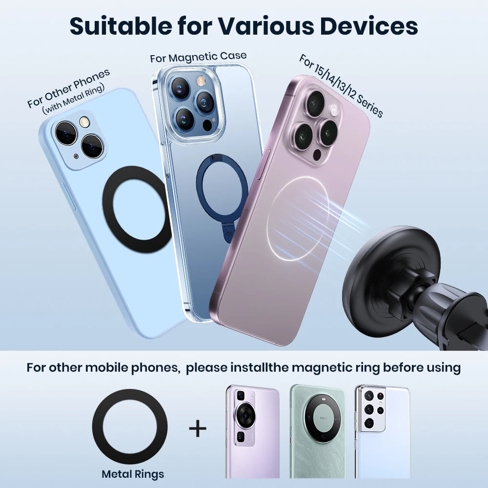 TOPK MagSafe Car Phone Holder | Metal Hook Magnetic Mount Single-Hand Operation for iPhone Android
