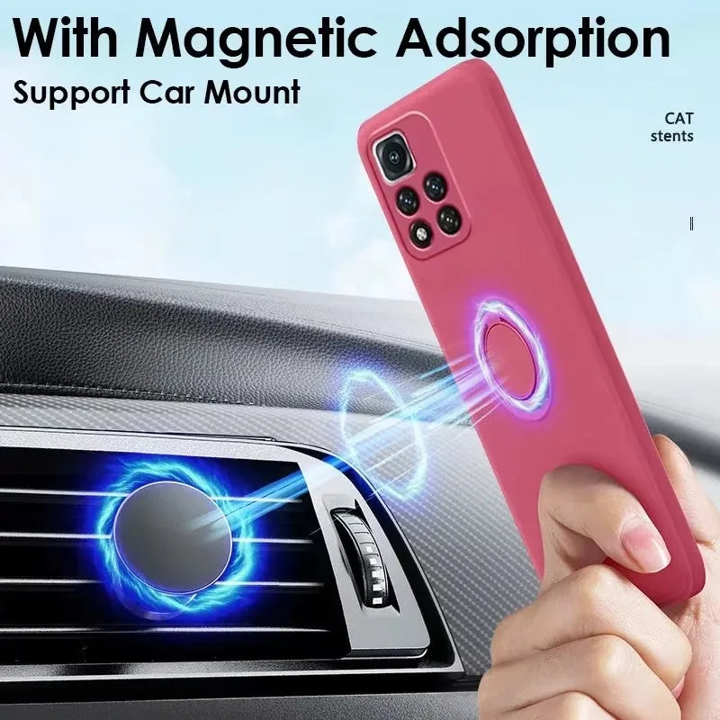 Liquid Silicone Magnetic Case Kickstand Xiaomi Redmi Note