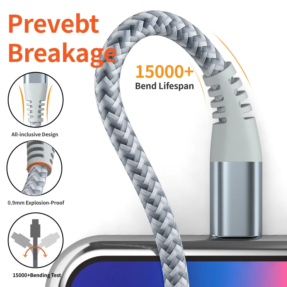 LAIHONEN MFi USB-C to Lightning Cable | Nylon Braided 3A Fast Charge iPhone 14 13 12 11