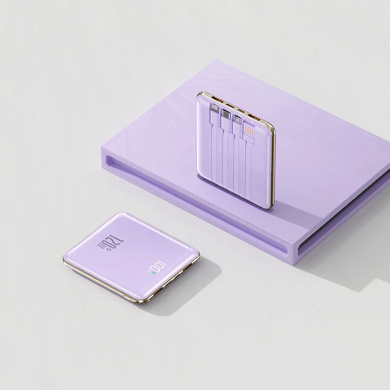 20000mAh 120W Ultra-Thin Power Bank with 4 Built-in Cables for Fast Charging