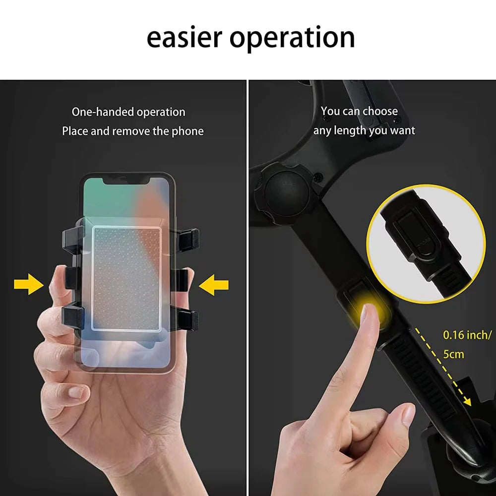 Car Rearview Mirror Phone Holder – 360° Retractable Clip Mount GPS Stand