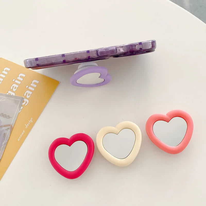 Buy Premium 3D Heart Mirror Phone Stand with Silicone Grip – Universal Holder | Free Shipping & Fast Delivery