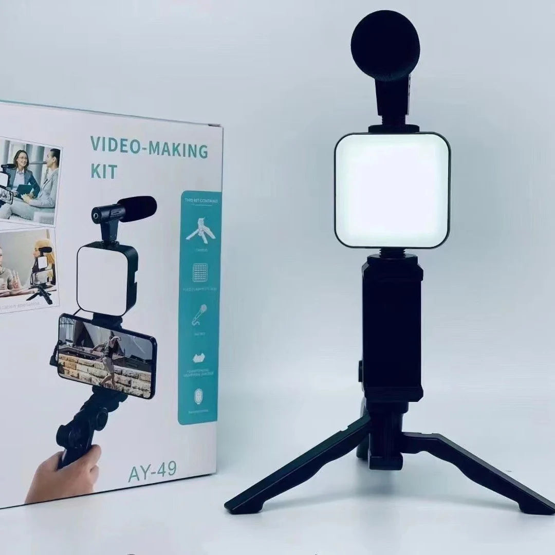 Smartphone Vlogging Kit with LED Light & Microphone for Professional Content