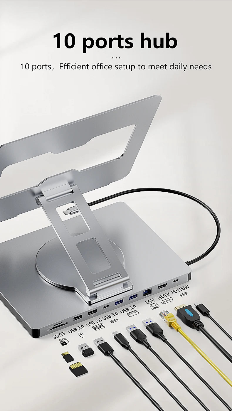 Best 10-in-1 Laptop Stand Hub, Laptop Professional Essentials — usb-c laptop stand hub