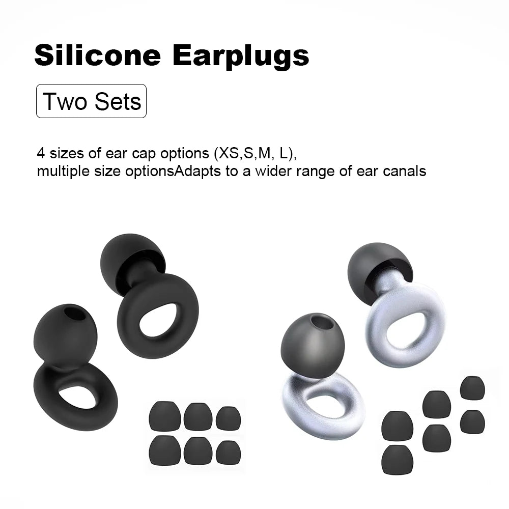 Silicone Earplugs 4 Sizes Hypoallergenic Reusable Noise Reducing