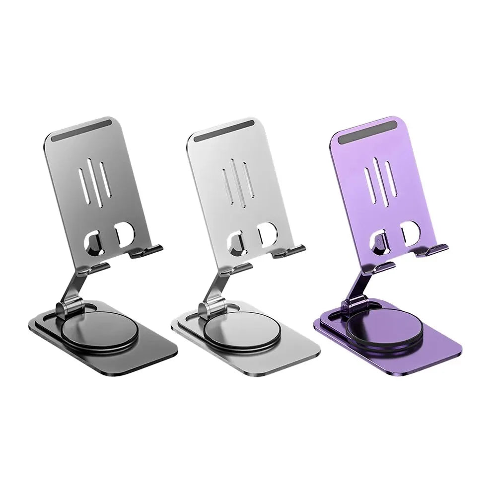 K61 Metal 360° Rotating Phone Tablet Stand | Foldable Adjustable Desk Holder for iPhone iPad