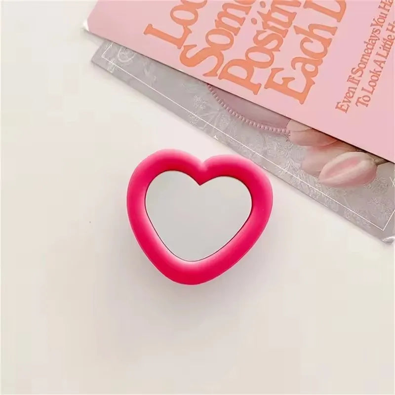 Buy Premium 3D Heart Mirror Phone Stand with Silicone Grip – Universal Holder | Free Shipping & Fast Delivery
