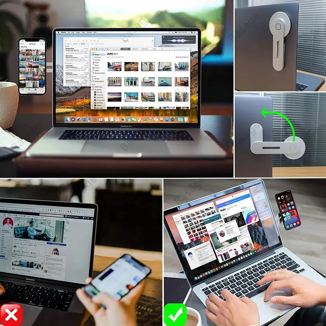 2025 Magnetic Laptop Monitor Phone Holder | Slim Foldable Side Mount | iPhone 14 13 12 Universal