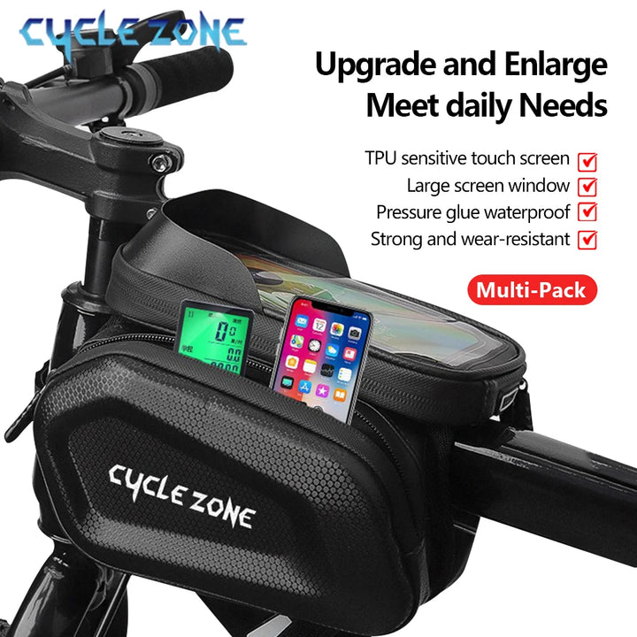 Buy Waterproof Bike Top Tube Bag – Touchscreen Phone Holder for MTB & Road – Best Waterproof Bike Top Tube Bag Phone Holder |
