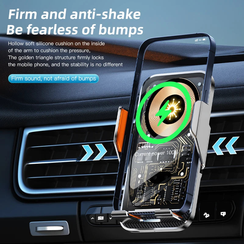 Transparent Wireless Charging Car Phone Holder | Air Vent Mount Universal Navigation Bracket