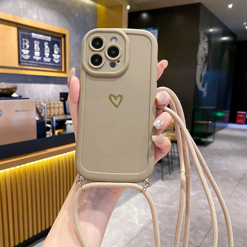 Magsafe Accessories - Love Heart Crossbody Phone Case for iPhone 17, 16 Pro Max