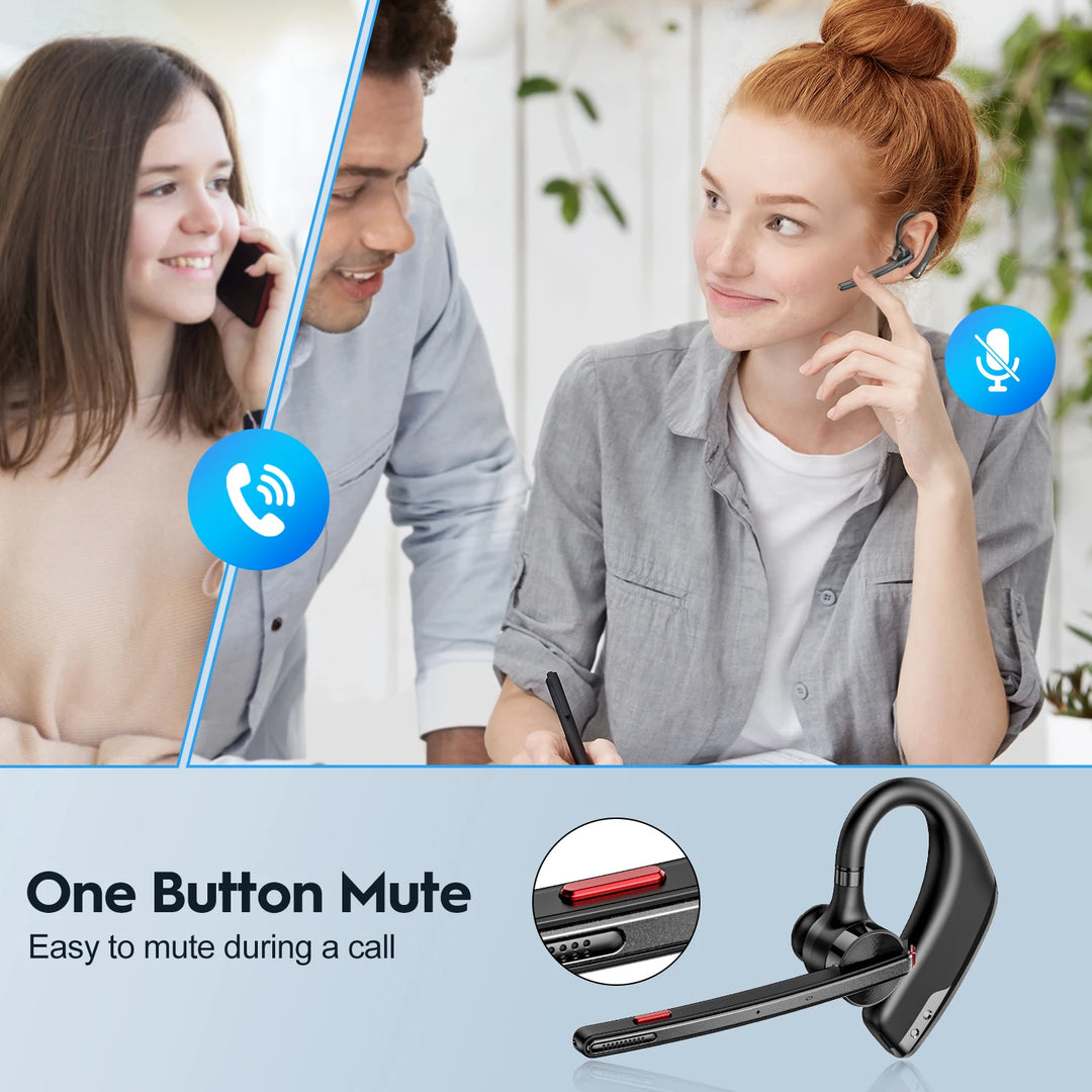 New Bee M51 Wireless Bluetooth Headset with Dual-Mic CVC8.0 Noise Cancelling for Professionals
