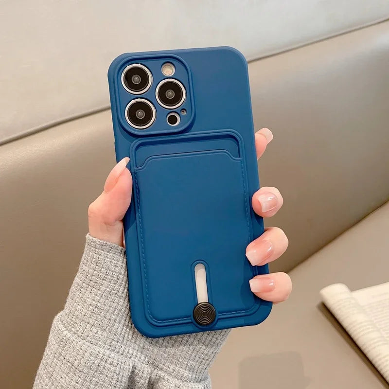 iPhone 16 15 14 Silicone Card Holder Case with Full Camera Protection — iPhone 16 Silicone Card Holder Case