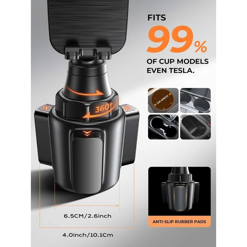 Cup Holder Phone Mount for Car & Golf Cart, 360-Degree Rotating