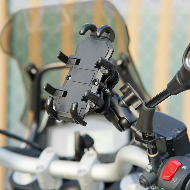 Motorcycle Phone Holder – Aluminum Shock Absorber Handlebar Mount GPS Bracket