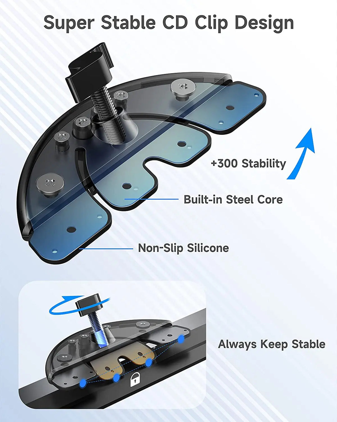 17mm Ball CD Slot Car Mount – Adjustable Phone & Tablet Holder