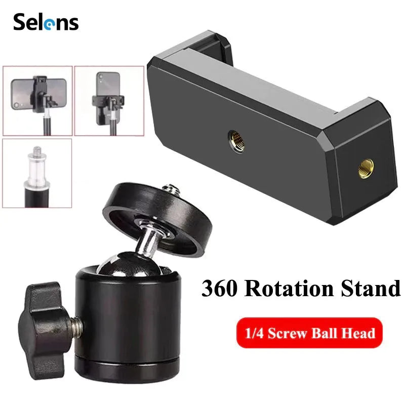 Selens Universal Phone Clip Holder – 360° Tripod Mount Bracket