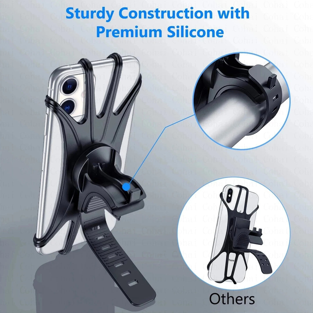Silicone Bike Phone Mount – Universal Handlebar Holder 4–6.5 Inch