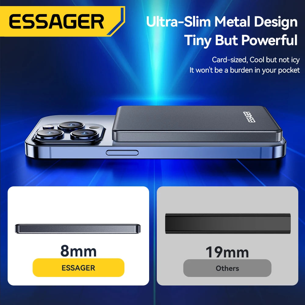 Essager 5000mAh Magnetic Wireless Power Bank 20W Fast Charging for iPhone 17 16 15 14 MagSafe