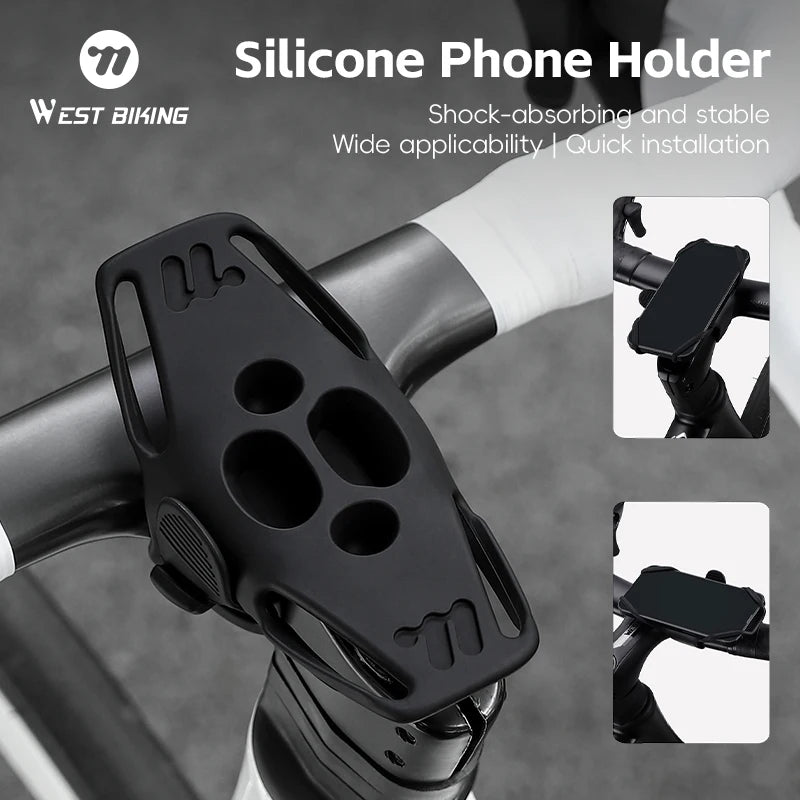 WEST BIKING Silicone Bike Phone Holder – Shock Absorbing Mount