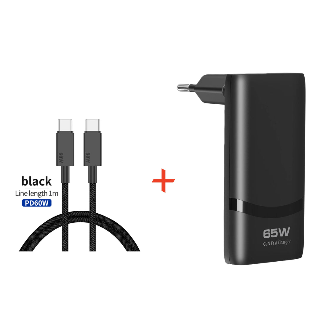 deepartner 65W GaN Dual USB-C Charger - Foldable Plug