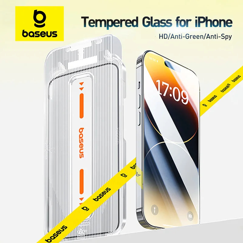Baseus Corning Glass Screen Protector iPhone 15 14 13 Pro Max Anti-Spy Anti-Blue Ray HD Clear Full Cover
