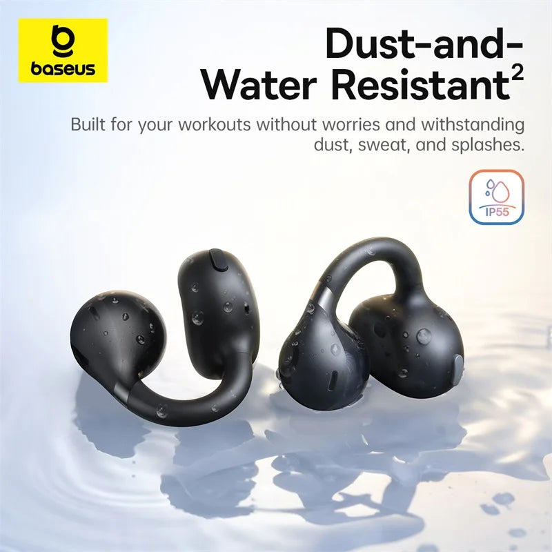 Baseus BC1 Bluetooth 6.0 Open Ear Clip Earbuds | 4-Mic AI | Super Bass | IP55 | 38H