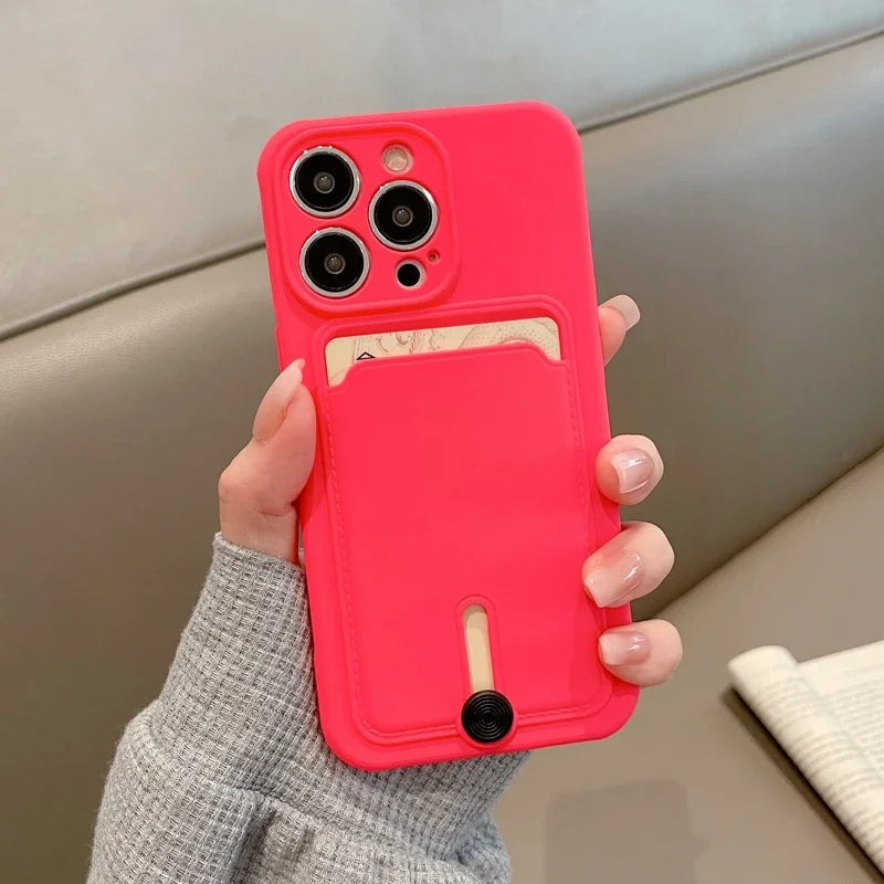 iPhone 16 15 14 Silicone Card Holder Case with Full Camera Protection — iPhone 16 Silicone Card Holder Case