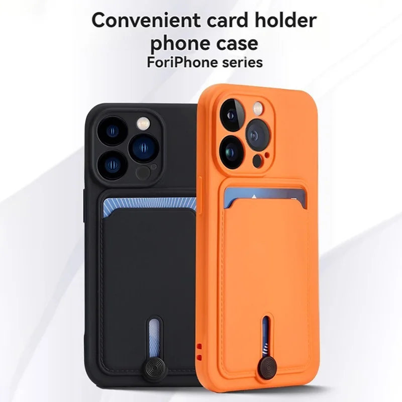 Clear TPU Phone Case with Card Slot iPhone 11-16 Pro Max
