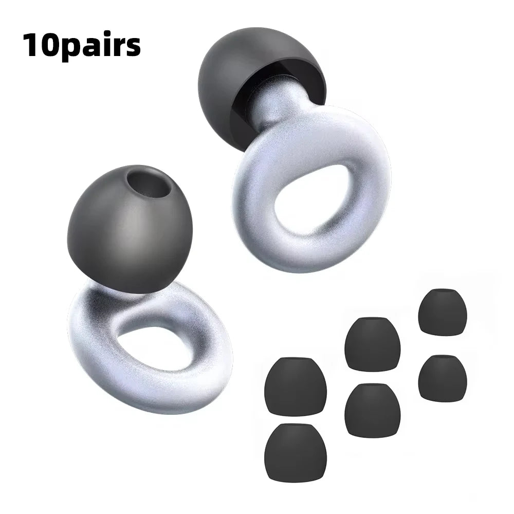 Silicone Earplugs 4 Sizes Hypoallergenic Reusable Noise Reducing