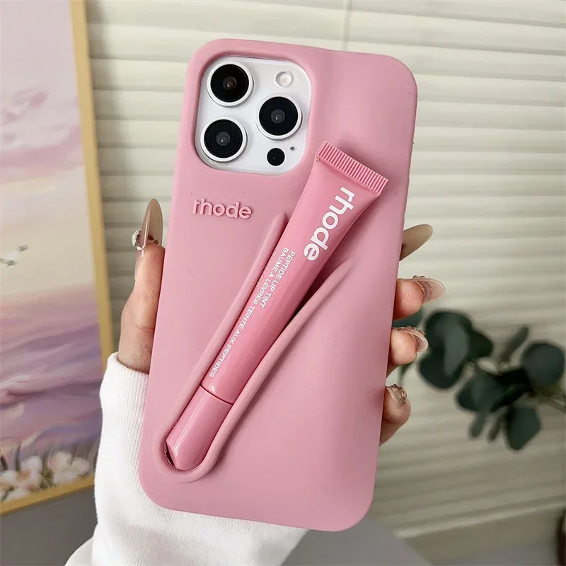 Lemontini Lip Gloss Holder iPhone Case | Rhode-Style Silicone Lipstick Cover iPhone 17–12