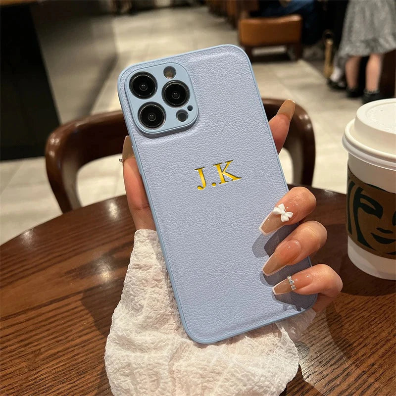 Custom Personalized Luxury PU Leather iPhone Case - Gift Cover for iPhone 11 to 17 Pro Max Air