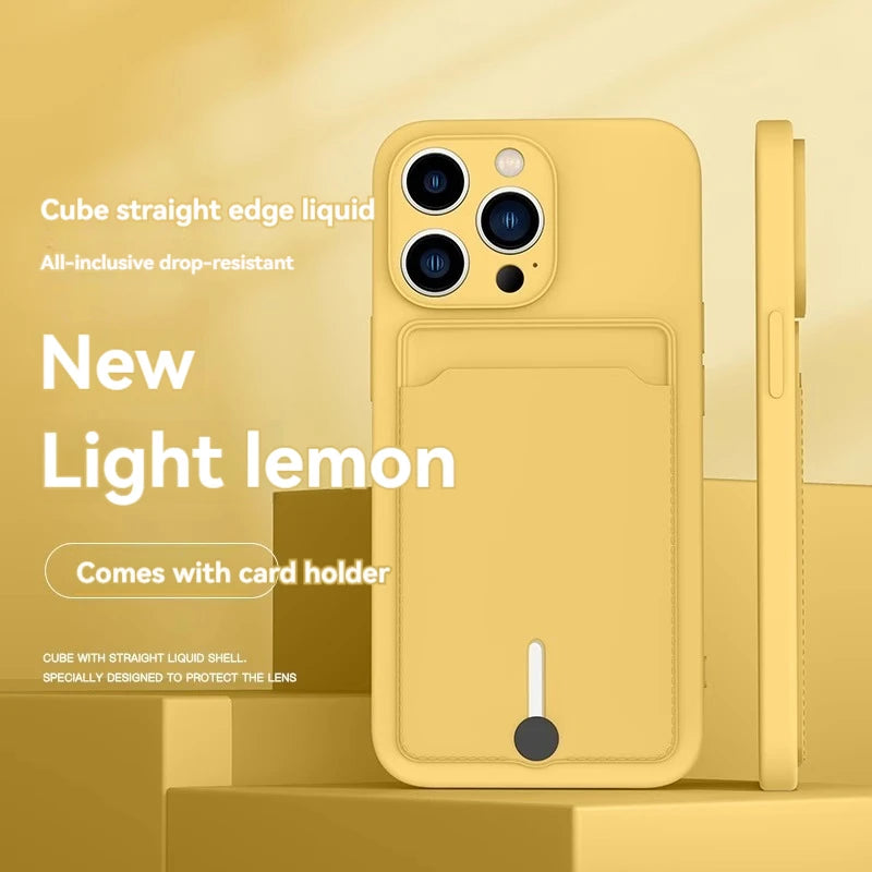 Clear TPU Phone Case with Card Slot iPhone 11-16 Pro Max