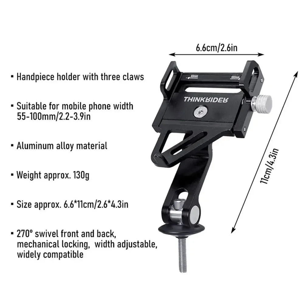ThinkRider 270° Rotatable Bike Phone Mount – Aluminum MTB Bicycle Holder
