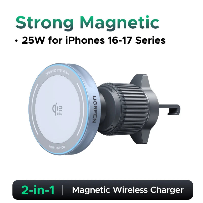 UGREEN Qi2.2 25W Magnetic Car Charger and Phone Holder