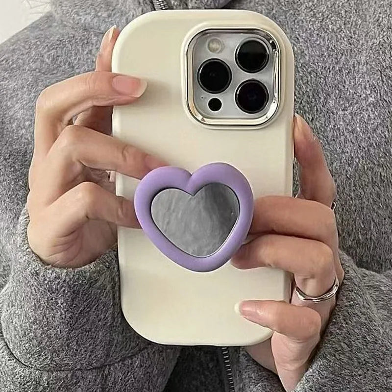 Buy Premium 3D Heart Mirror Phone Stand with Silicone Grip – Universal Holder | Free Shipping & Fast Delivery