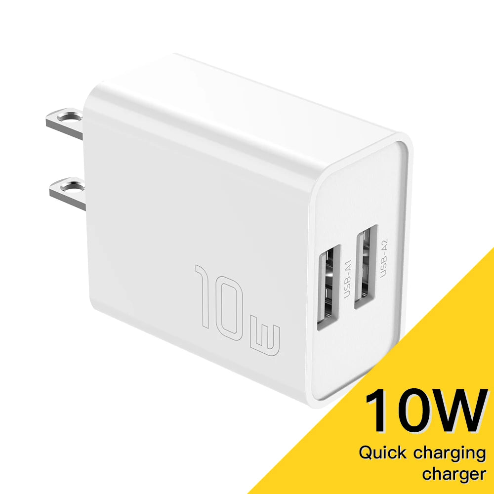 Dual USB Wall Charger 10W by Essager US Plug Travel Adapter Compatible with iPhone and Android