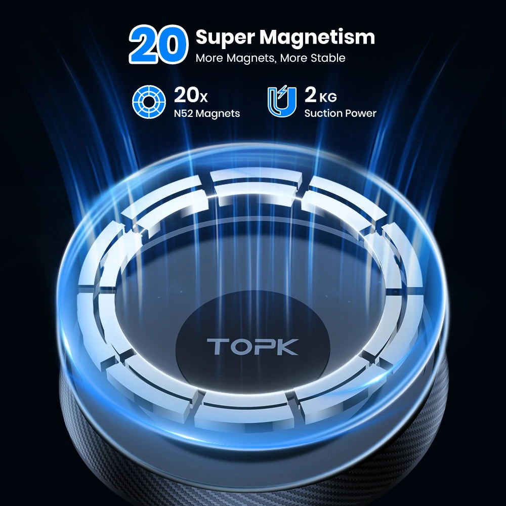 TOPK MagSafe Car Phone Holder | Metal Hook Magnetic Mount Single-Hand Operation for iPhone Android