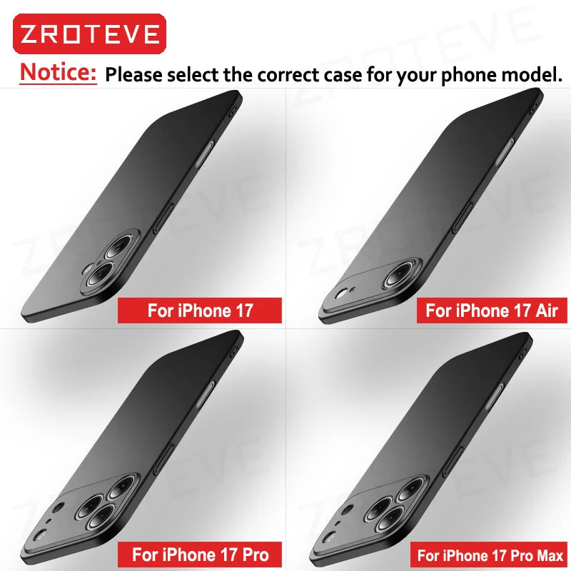 ZROTEVE Slim Matte iPhone Case | Hard PC Anti-Fingerprint Cover iPhone 17–12
